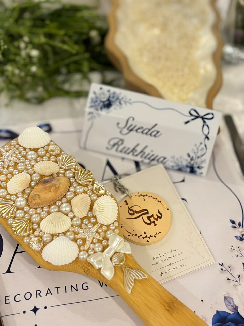 Seashell hairbrush keepsake